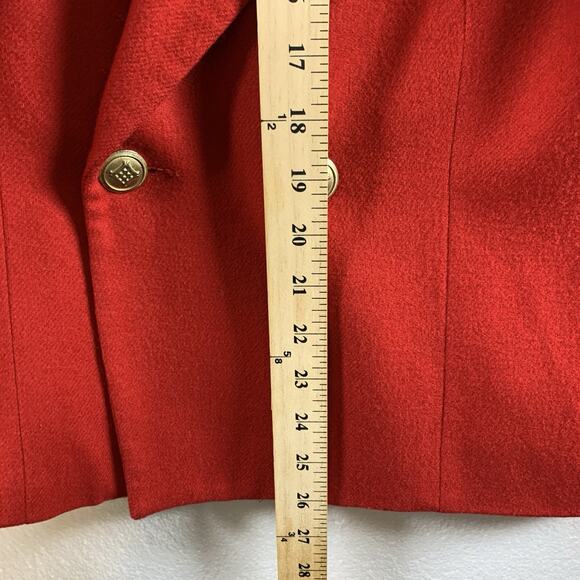 Vintage Womens 100% Wool Double Breasted Blazer Sz 16 Red Old Money Gold Button - Picture 6 of 14